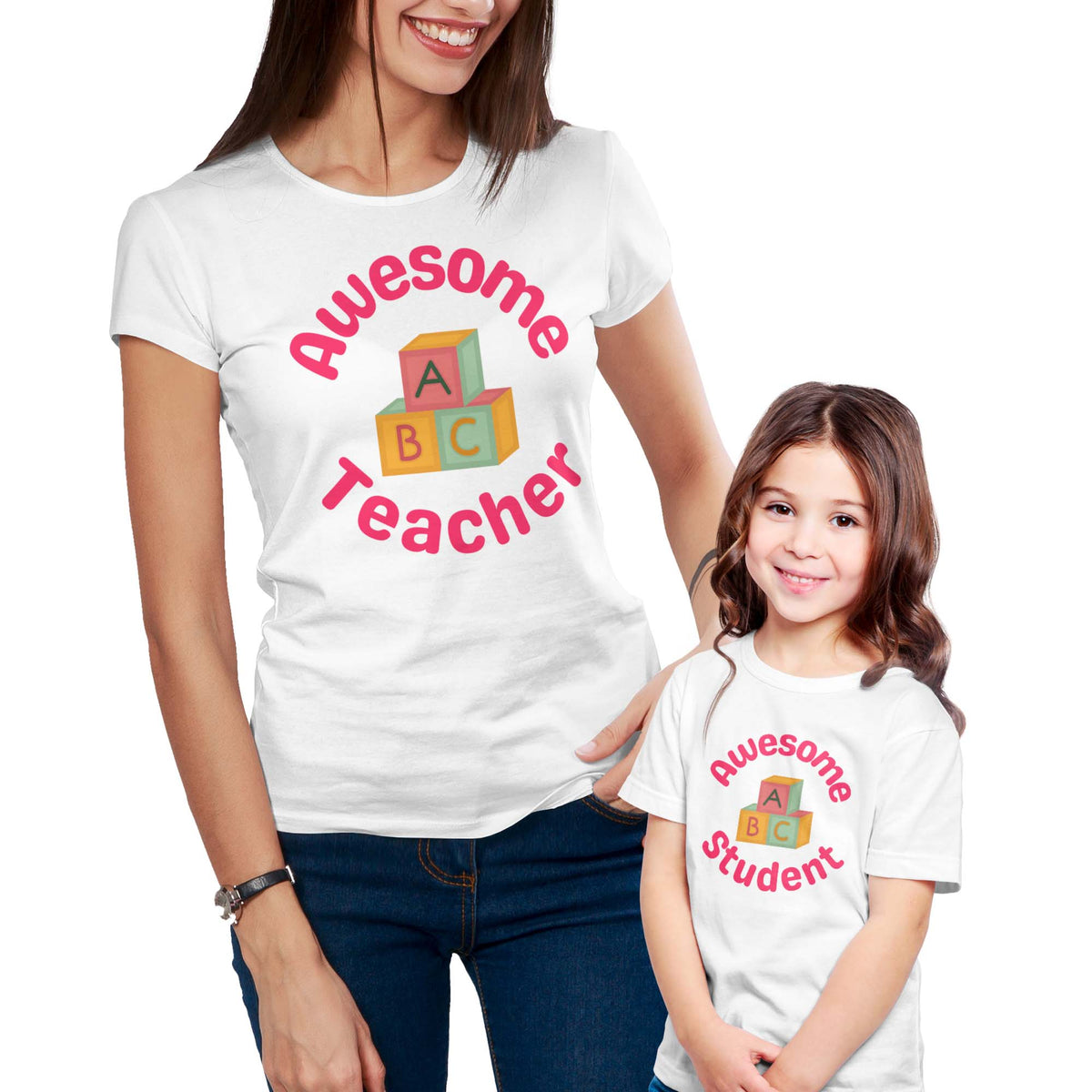 Awesome Student and Teacher Mommy & Me Shirt Set Combo