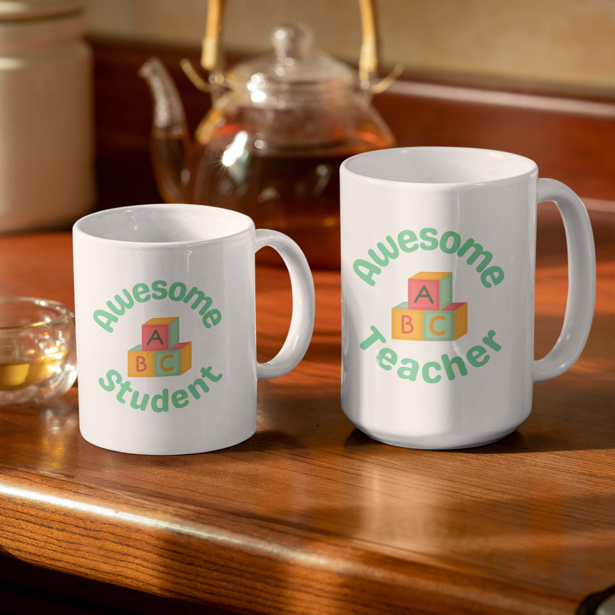 Awesome student and Teacher Daddy & Me Mug Set