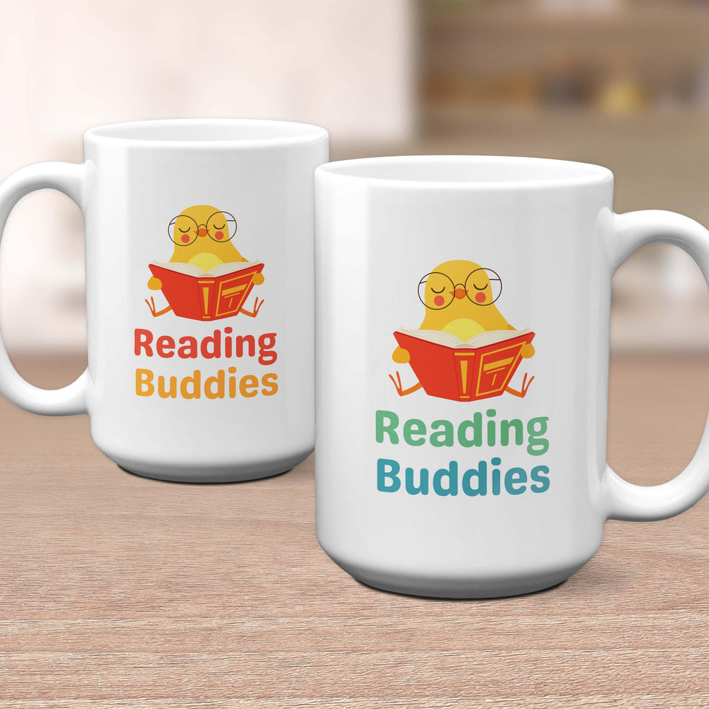 Reading Buddies Cute Bird Orange & Green Mug Set