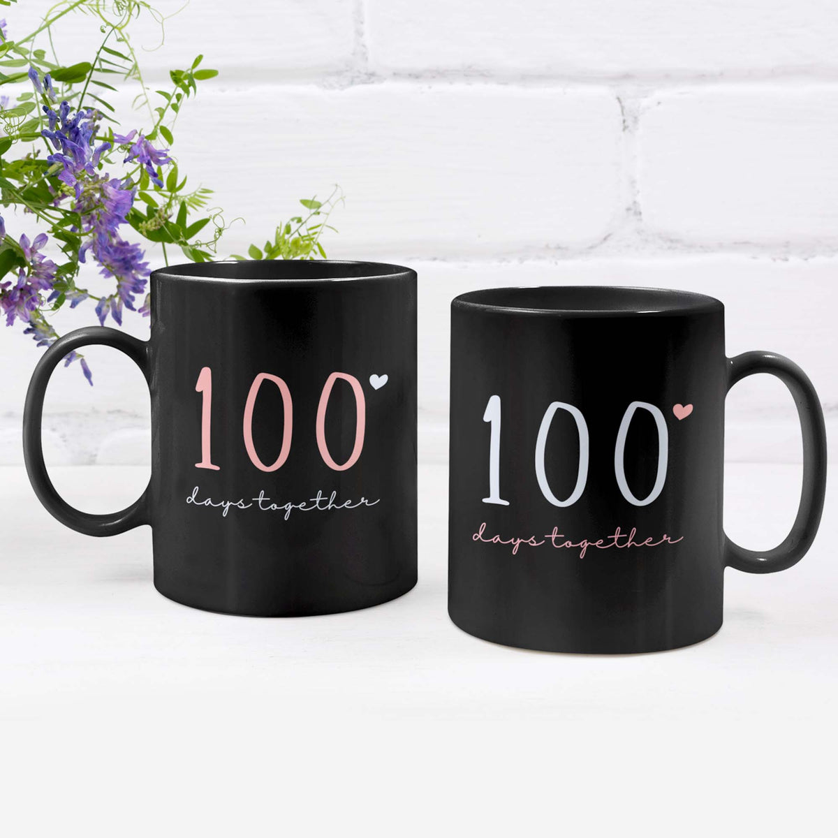 100 Days Together Couples Mug Set