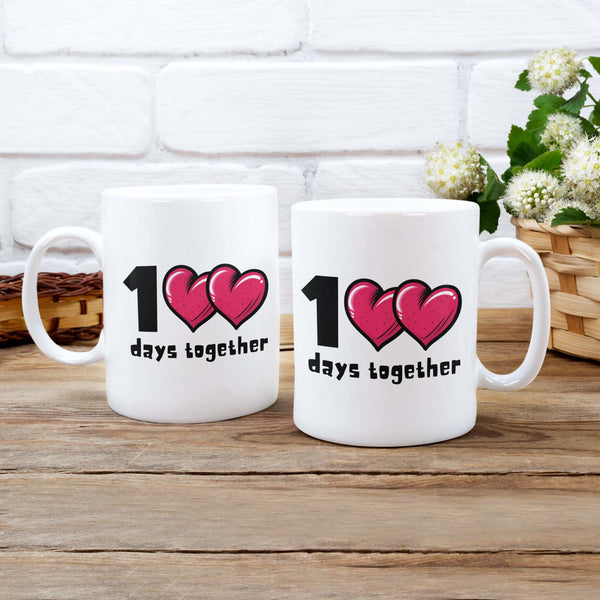 1<3<3 Days Together Cute Bubble Heart Mug Set
