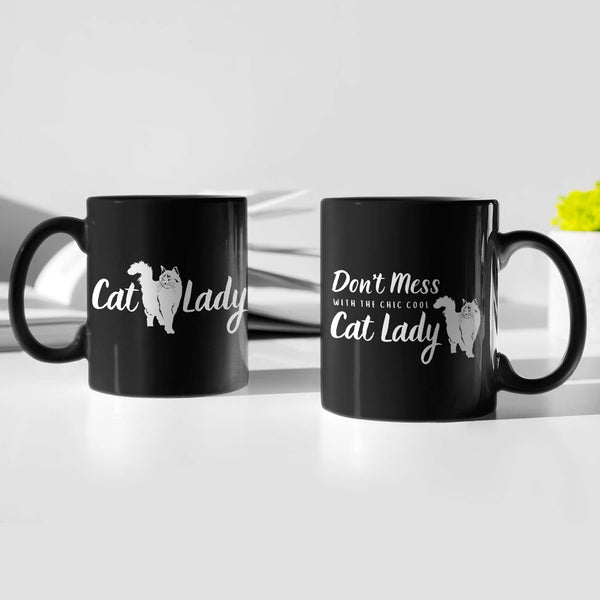 Don't Mess With the Chic Cool Cat Lady Mug Set