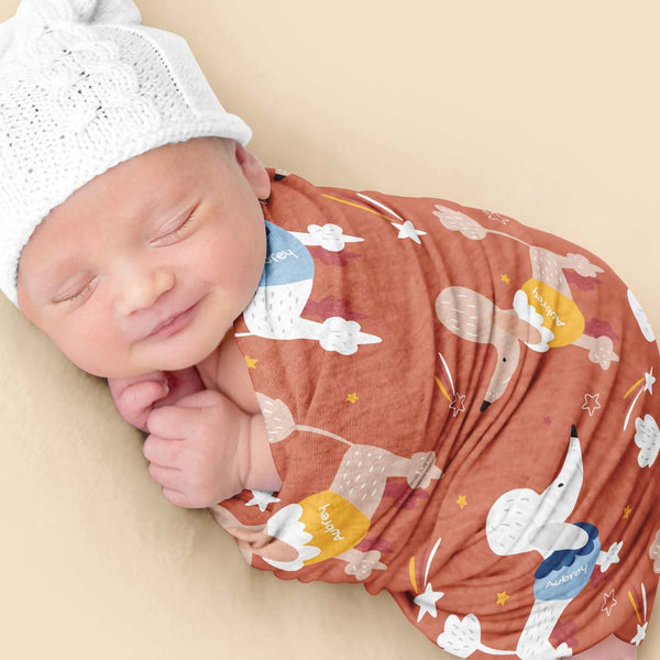 Poodles and Stars Personalized Baby Swaddle Blanket