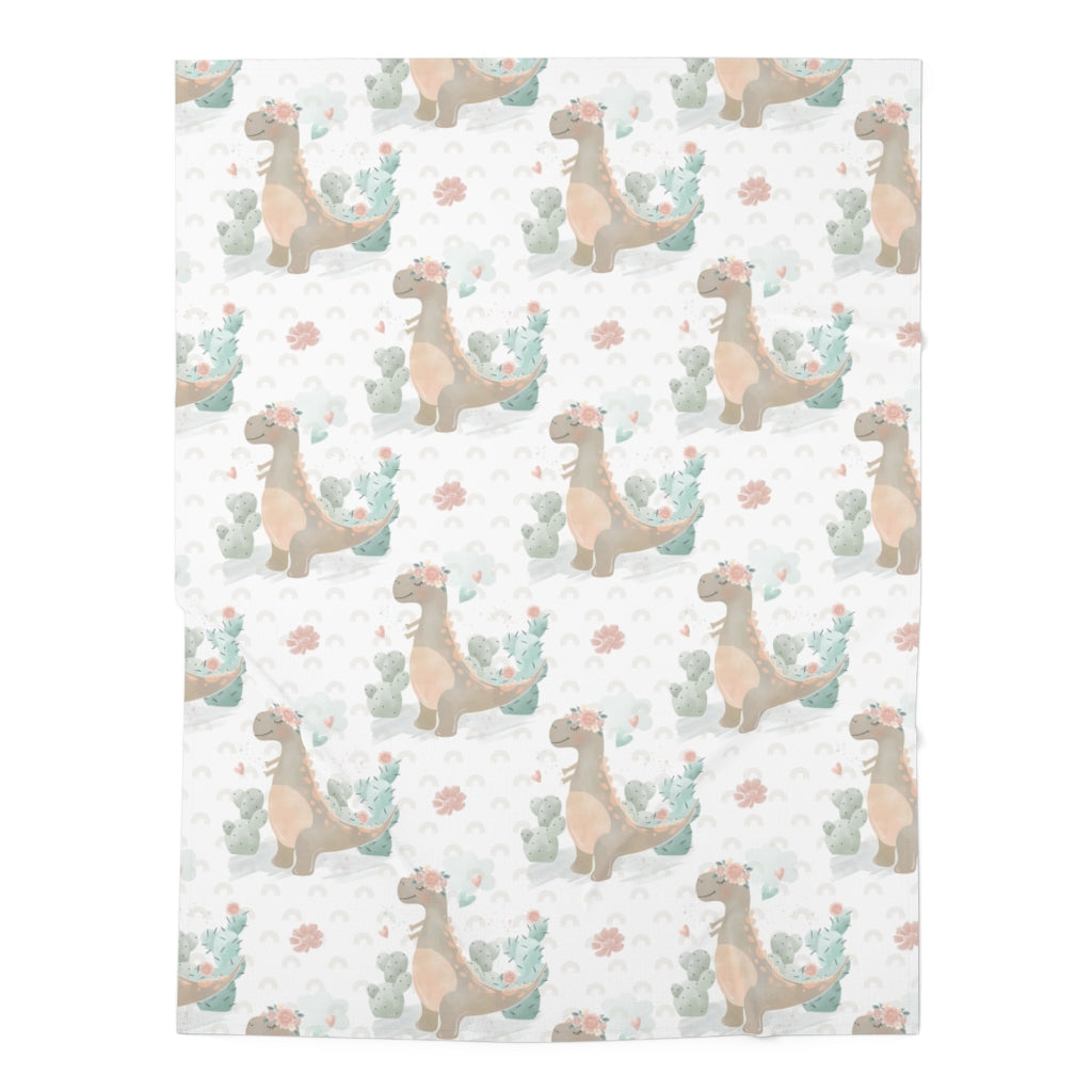 Mrs. Dinosaur Flower and Cactus Pastel Baby Swaddle Blanket
