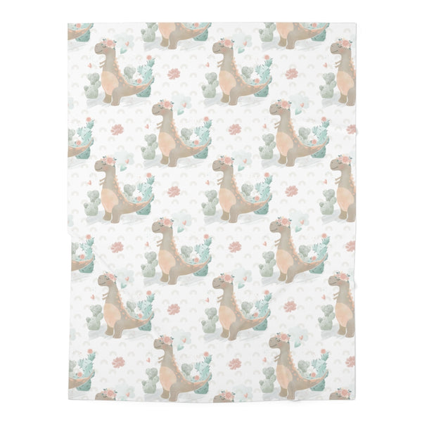 Mrs. Dinosaur Flower and Cactus Pastel Baby Swaddle Blanket