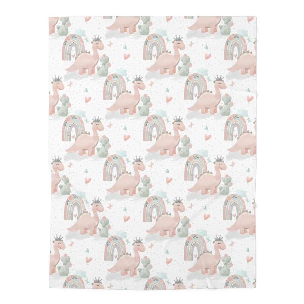 Happy Pink Dinosaur Rainbow Baby Swaddle Blanket