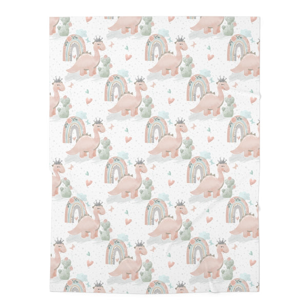 Happy Pink Dinosaur Rainbow Baby Swaddle Blanket