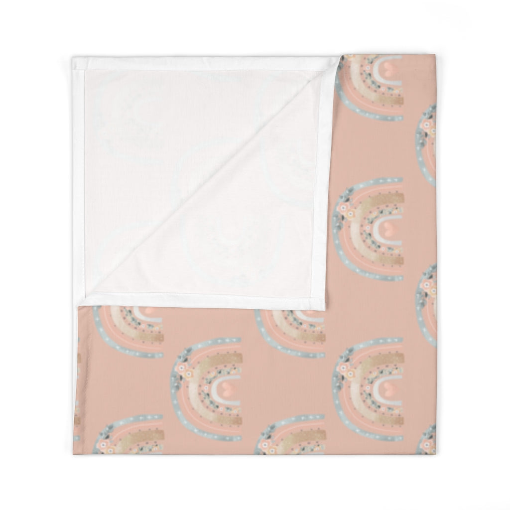 Pink Vintage Rainbow Flowers Baby Swaddle Blanket
