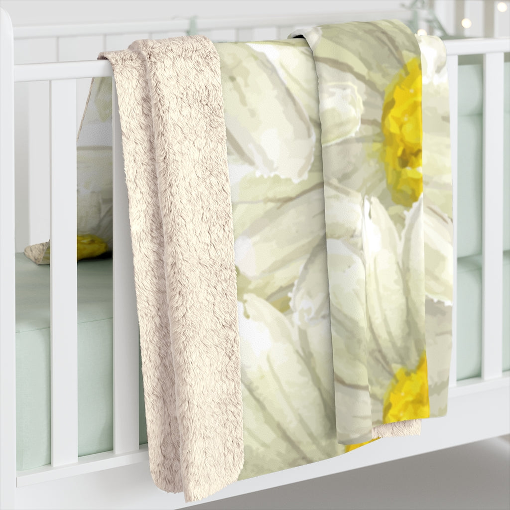 Lovely Daisies Flower Field Sherpa Fleece Blanket