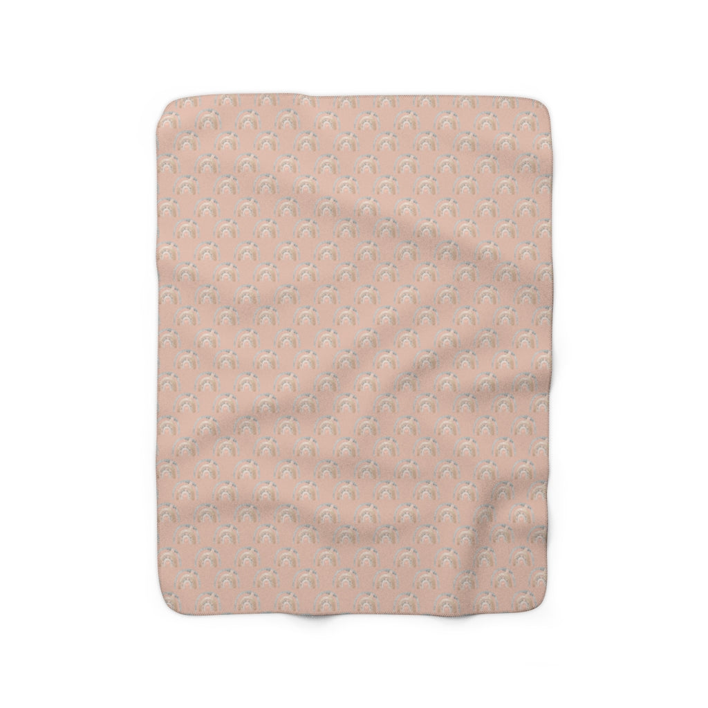 Pink Vintage Rainbow Sherpa Fleece Blanket