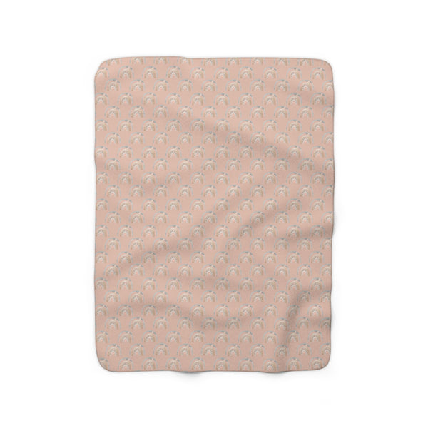 Pink Vintage Rainbow Sherpa Fleece Blanket