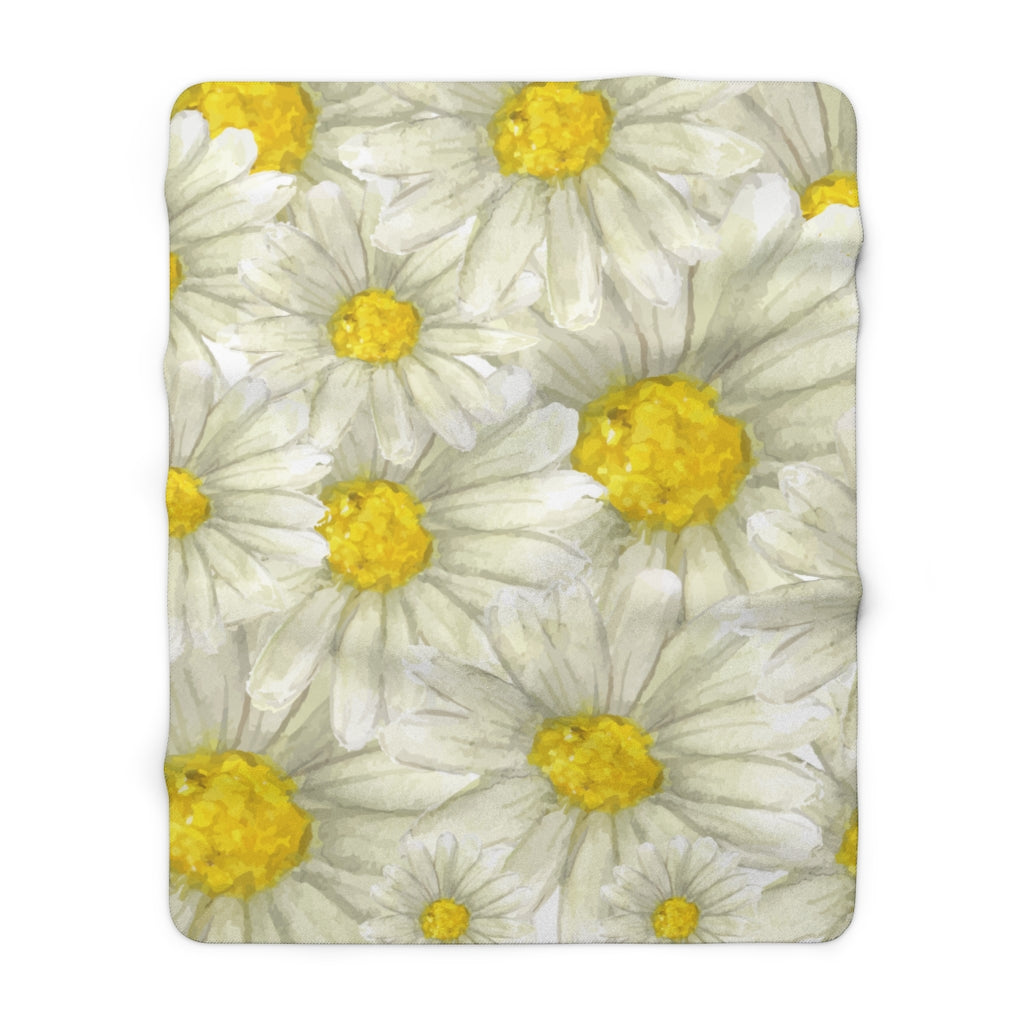 Lovely Daisies Flower Field Sherpa Fleece Blanket