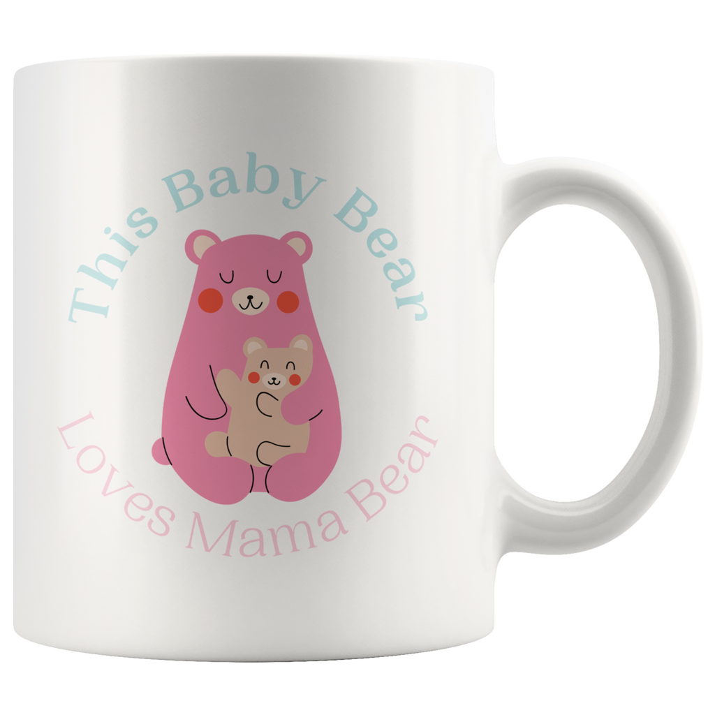 Cuddly Pastel Mommy and Baby Bear Mug Set