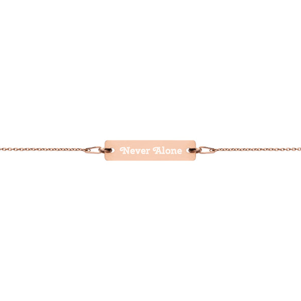 Never Alone Engraved Silver Bar Chain Bracelet