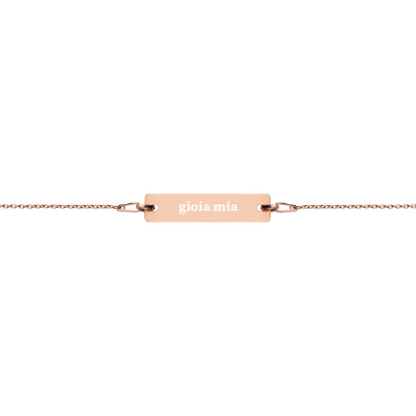 Gioia Mia Engraved Silver Bar Chain Bracelet
