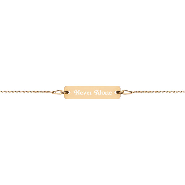 Never Alone Engraved Silver Bar Chain Bracelet