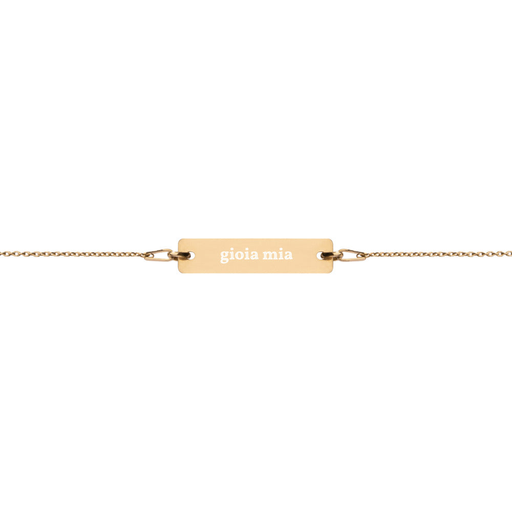 Gioia Mia Engraved Silver Bar Chain Bracelet