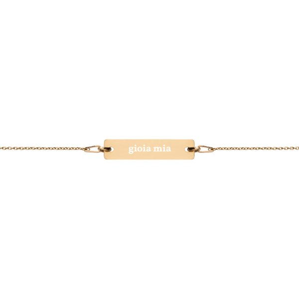 Gioia Mia Engraved Silver Bar Chain Bracelet