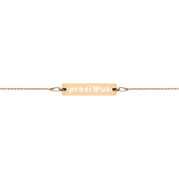 Precious Diamond Engraved Silver Bar Chain Bracelet