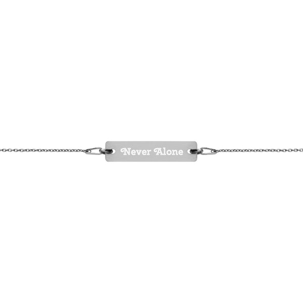Never Alone Engraved Silver Bar Chain Bracelet
