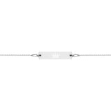Load image into Gallery viewer, Crowned Engraved Silver Bar Chain Bracelet