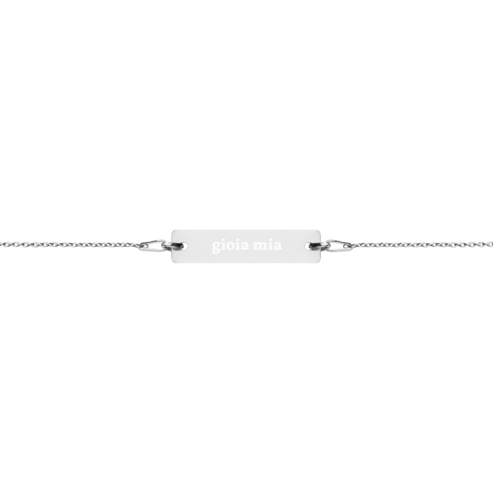 Gioia Mia Engraved Silver Bar Chain Bracelet