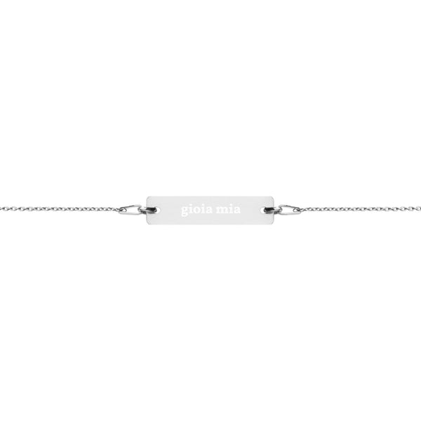 Gioia Mia Engraved Silver Bar Chain Bracelet