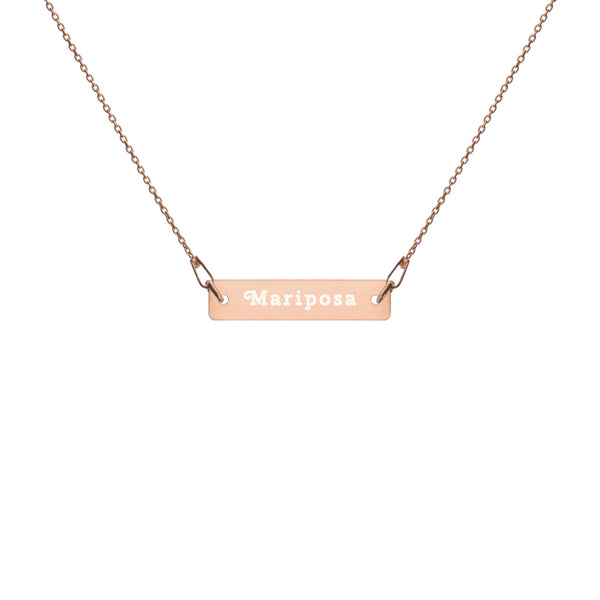 Mariposa 🦋 Engraved Silver Bar Chain Necklace