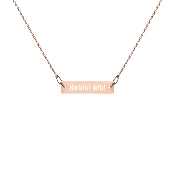 Habibi Albi Engraved Silver Bar Chain Necklace