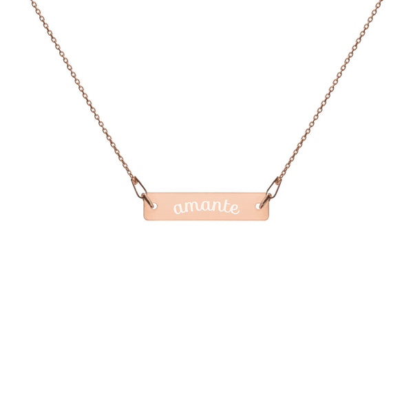 Amante Secret Love Engraved Silver Bar Chain Necklace