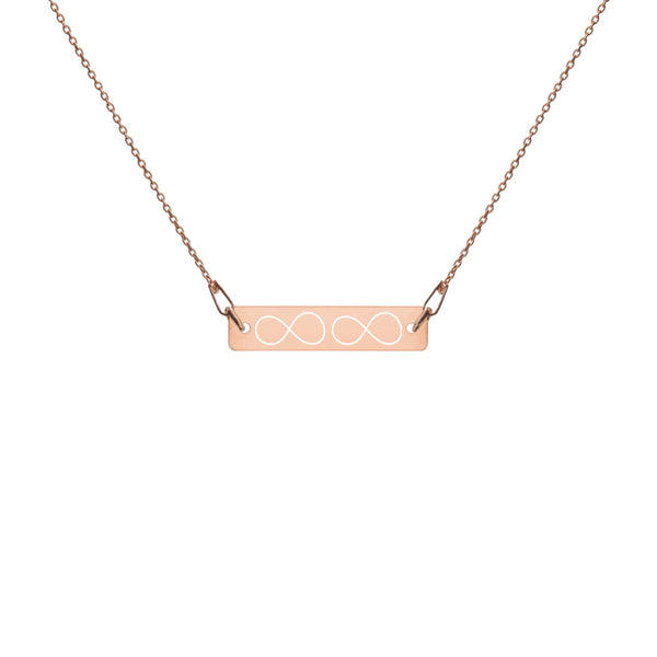 Two Infinity and Beyond Engraved Silver Bar Chain Necklace