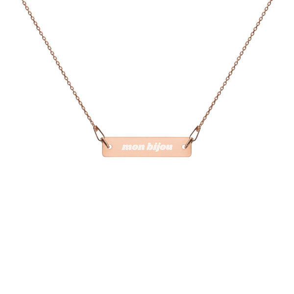 Mon Bijou "My Jewel" French Engraved Silver Bar Chain Necklace