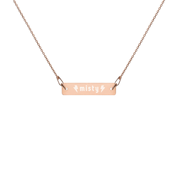 Misty Engraved Silver Bar Chain Necklace