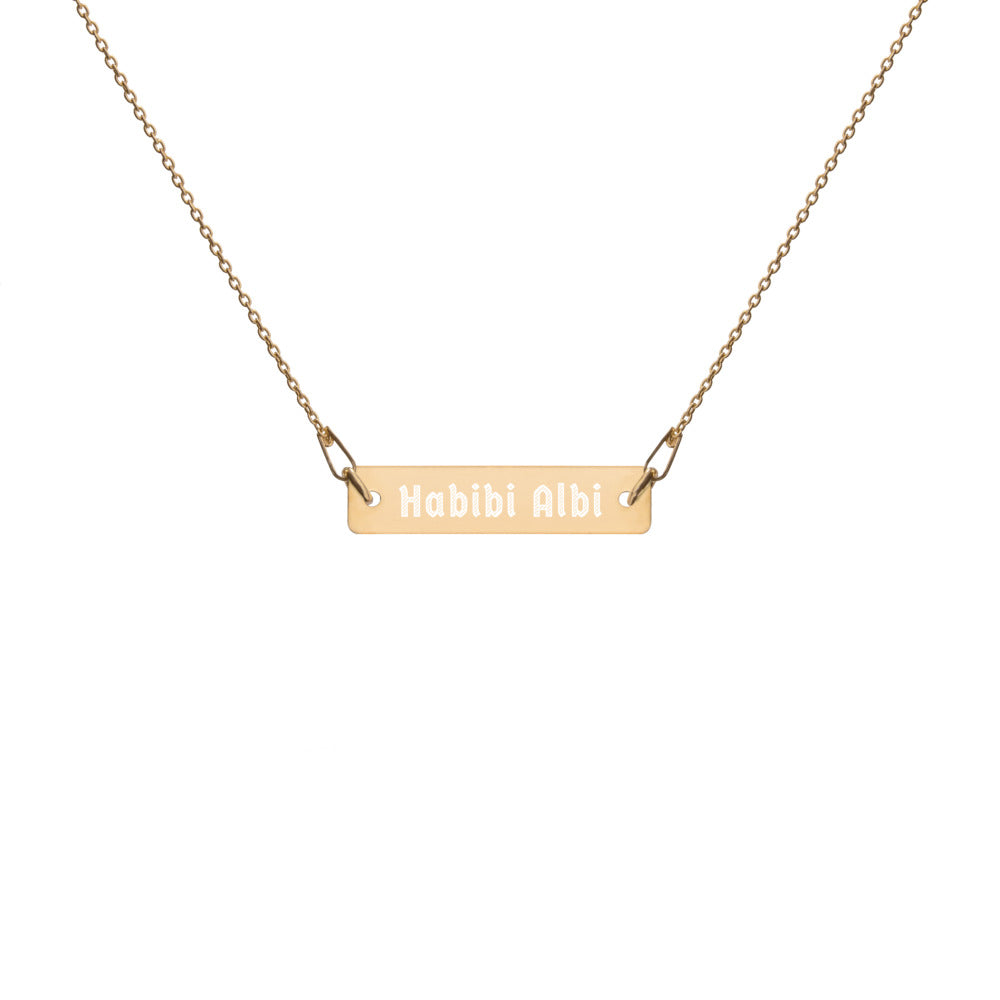 Habibi Albi Engraved Silver Bar Chain Necklace