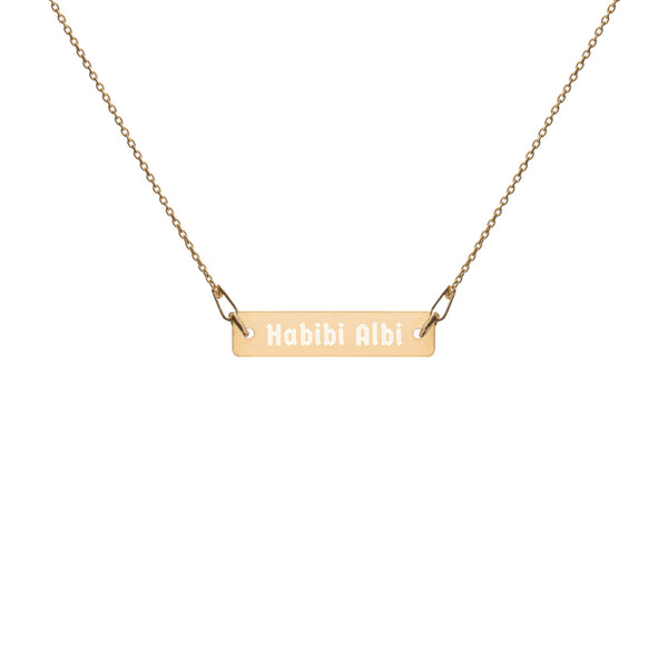 Habibi Albi Engraved Silver Bar Chain Necklace