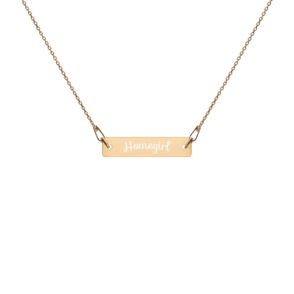 Homegirl Engraved Silver Bar Chain Necklace