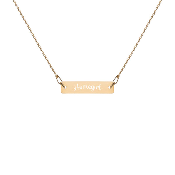 Homegirl Engraved Silver Bar Chain Necklace