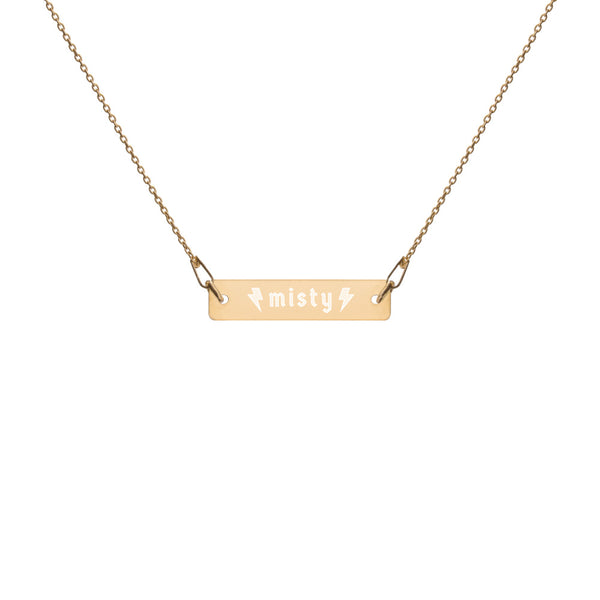 Misty Engraved Silver Bar Chain Necklace