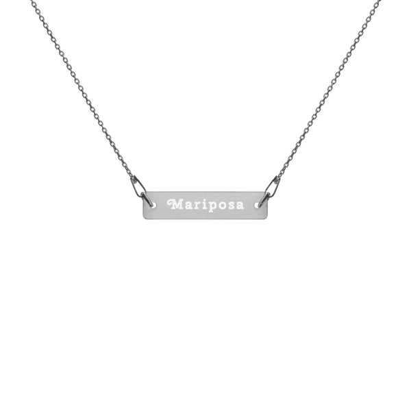 Mariposa 🦋 Engraved Silver Bar Chain Necklace