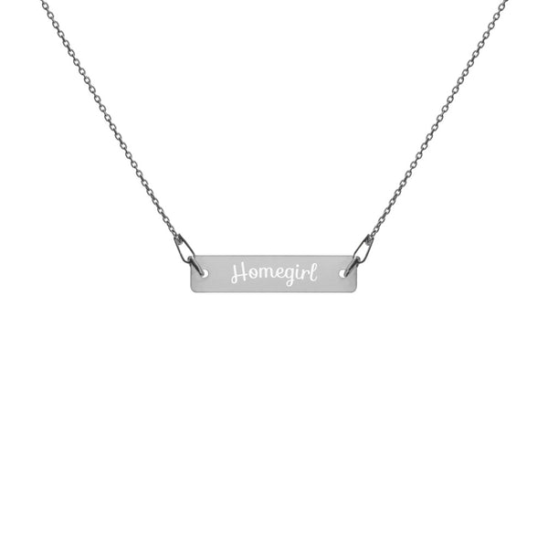 Homegirl Engraved Silver Bar Chain Necklace