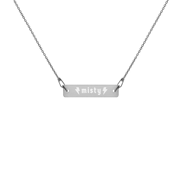 Misty Engraved Silver Bar Chain Necklace