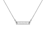 Load image into Gallery viewer, Dolly with Flowers Engraved Silver Bar Chain Necklace