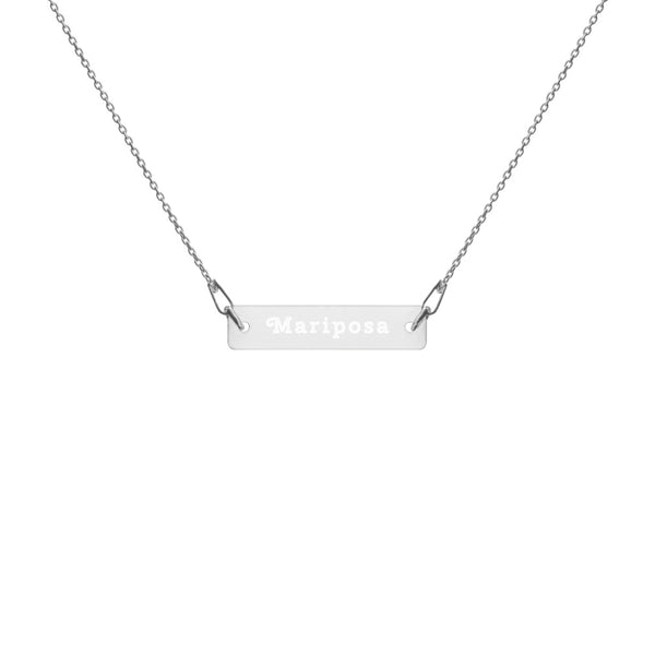 Mariposa 🦋 Engraved Silver Bar Chain Necklace