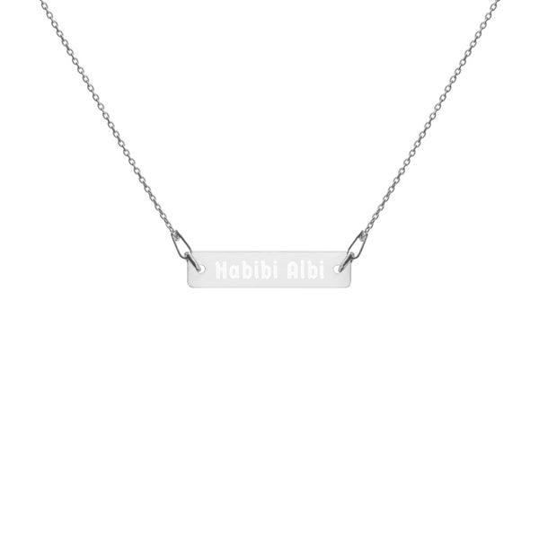 Habibi Albi Engraved Silver Bar Chain Necklace