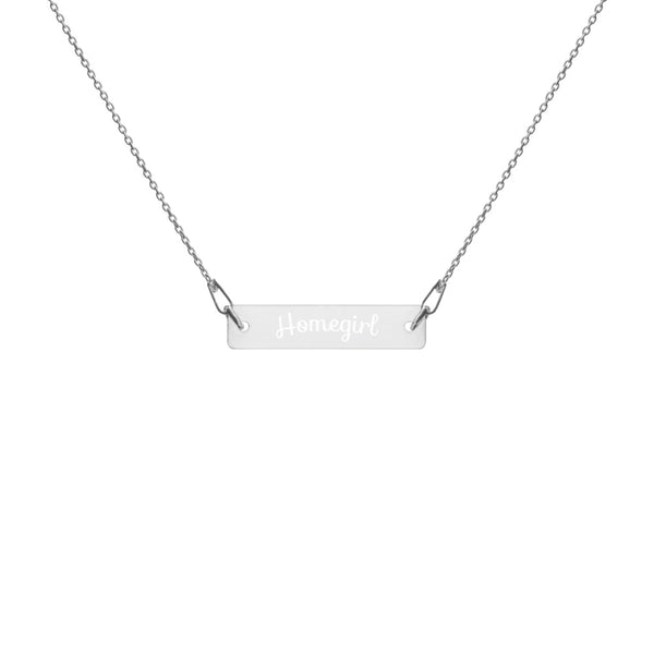 Homegirl Engraved Silver Bar Chain Necklace