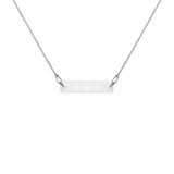 Load image into Gallery viewer, Triple Peace Sign Engraved Silver Bar Chain Necklace