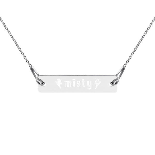 Misty Engraved Silver Bar Chain Necklace