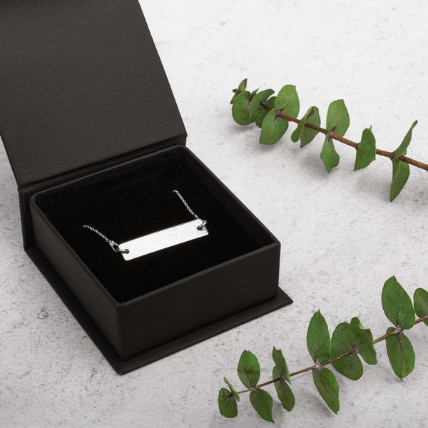 Two Infinity and Beyond Engraved Silver Bar Chain Necklace