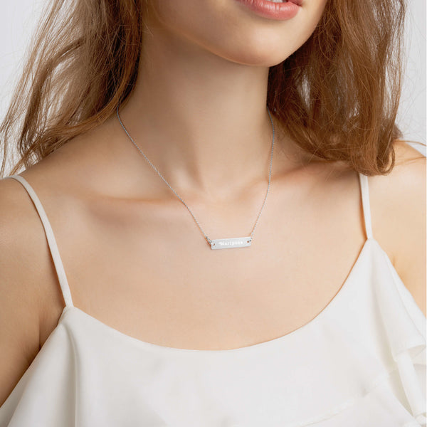 Mariposa 🦋 Engraved Silver Bar Chain Necklace