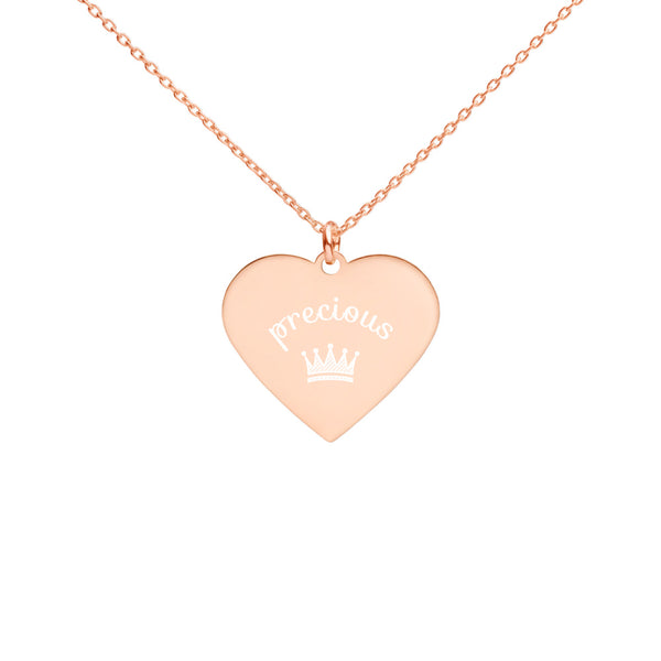 Precious Crown Engraved Silver Heart Necklace